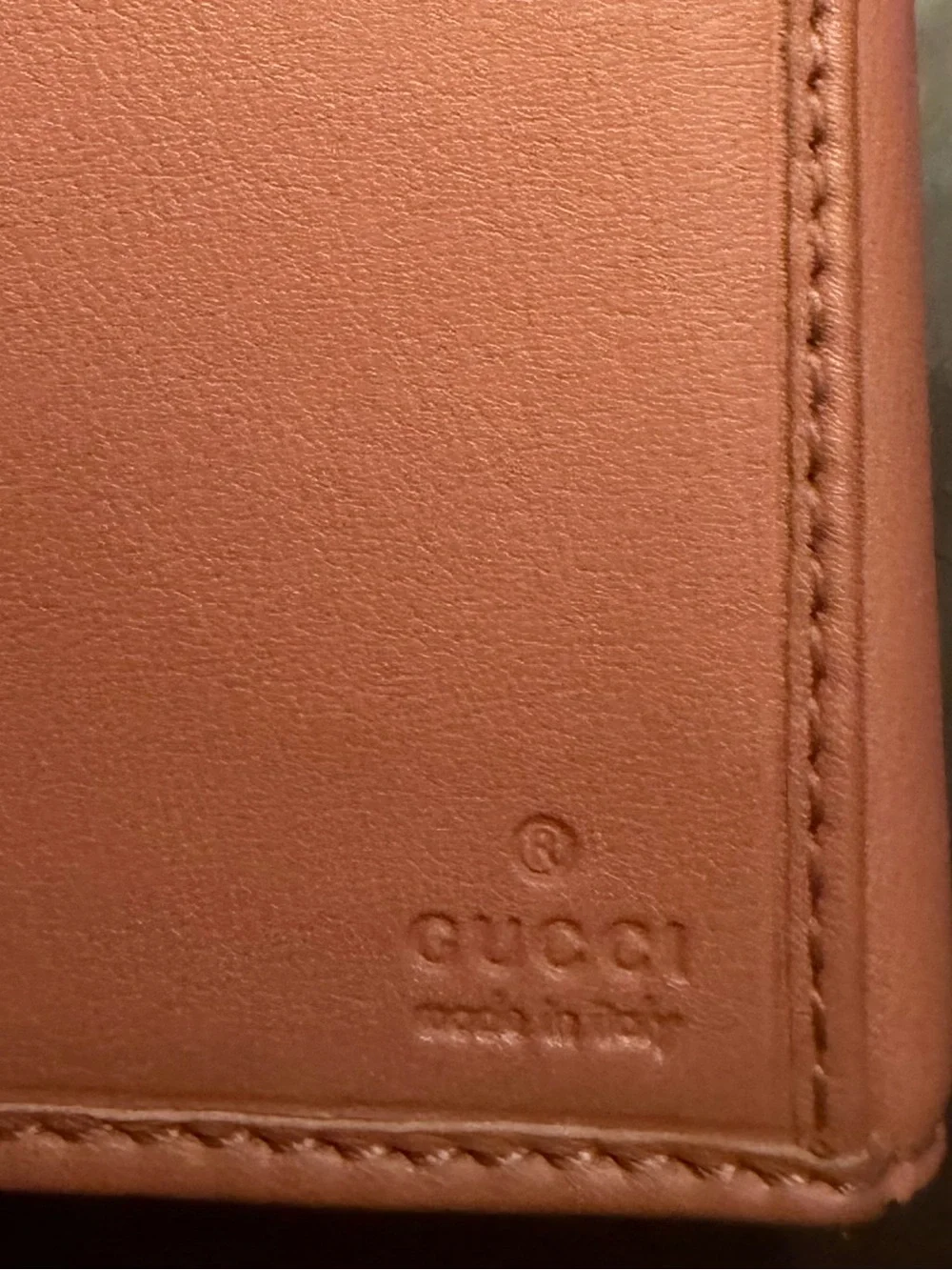 Gucci Brown GG Canvas Wallet with Pink Trim and Gold Heart Logo - Picture 5 of 11